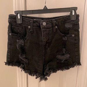 Black jean shorts